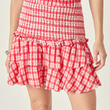 Plaid Smocked Mini Skirt