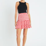 Plaid Smocked Mini Skirt