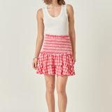 Plaid Smocked Mini Skirt