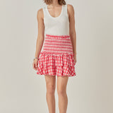 Plaid Smocked Mini Skirt