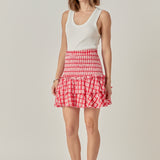 Plaid Smocked Mini Skirt