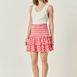 Plaid Smocked Mini Skirt