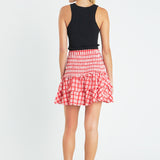 Plaid Smocked Mini Skirt