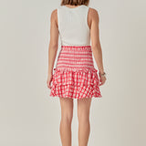 Plaid Smocked Mini Skirt