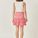 Plaid Smocked Mini Skirt