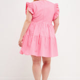 Ruffled Dress with Smocking Detail- Sold Out