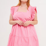 Ruffled Dress with Smocking Detail- Sold Out