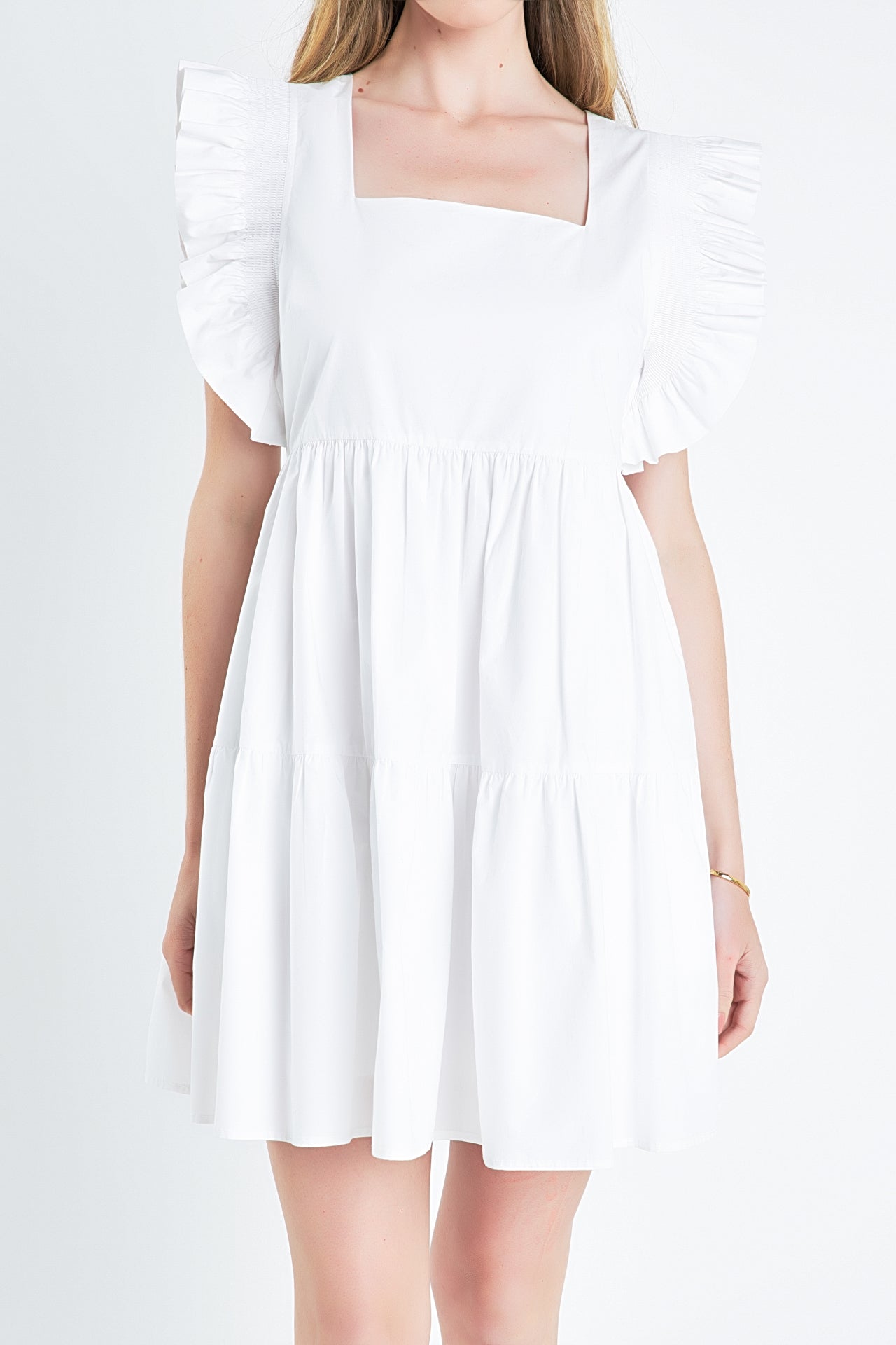Ruffled Dress with Smocking Detail – English Factory