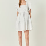 Ruffled Dress with Smocking Detail