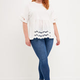 Plus Size Knit Eyelet Mixed T-Shirts