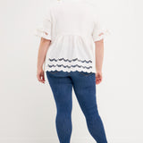 Plus Size Knit Eyelet Mixed T-Shirts