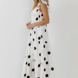 Polka-Dot Maxi Dress with Ruffle