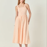 Striped Smocked Midi Dress