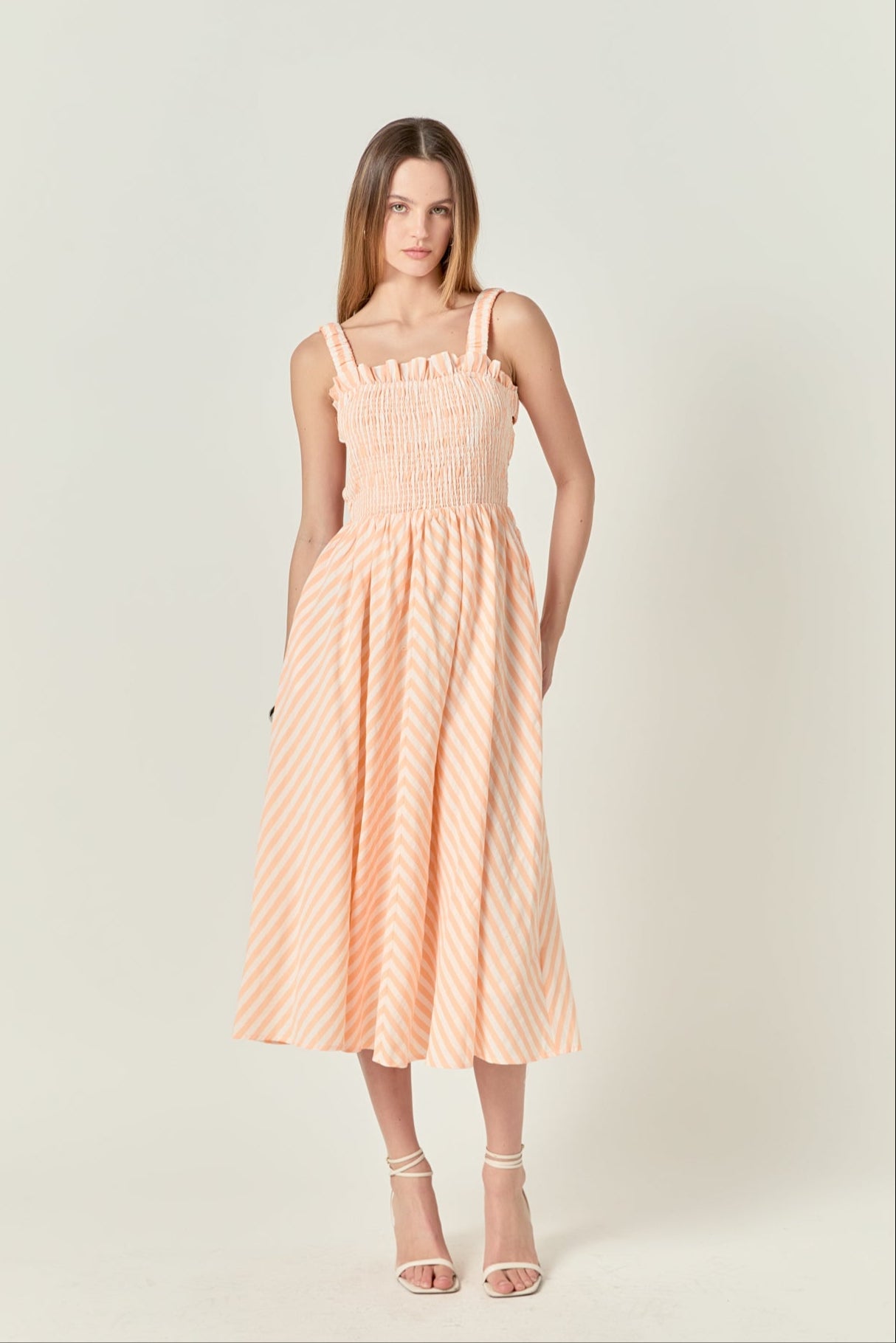 Striped Smocked Midi Dress Striped Smocked Midi Dress