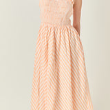 Striped Smocked Midi Dress