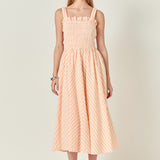 Striped Smocked Midi Dress