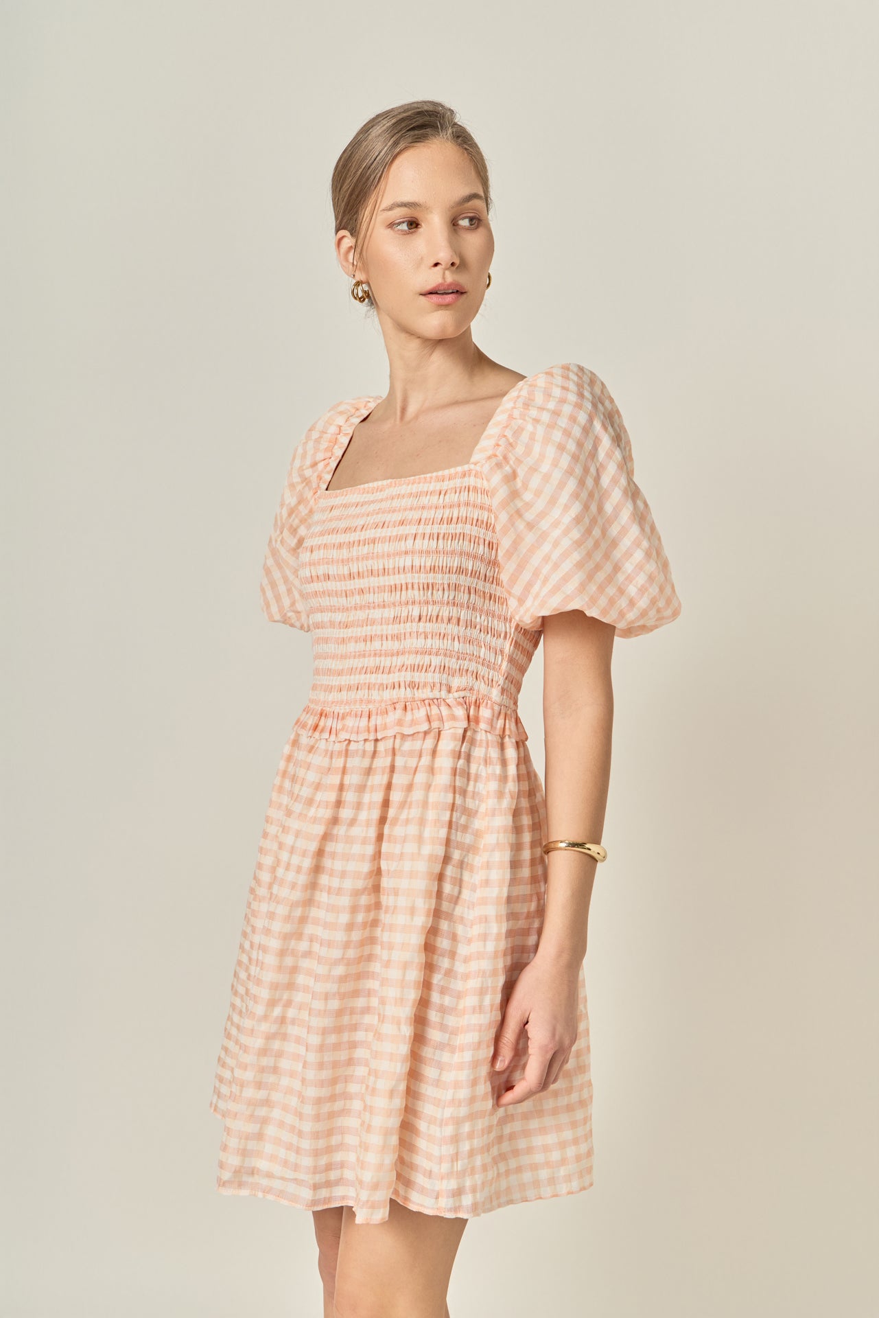 plaid square neck mini dress Z Supply Doubles Sandstone Plaid Active Mini Dress