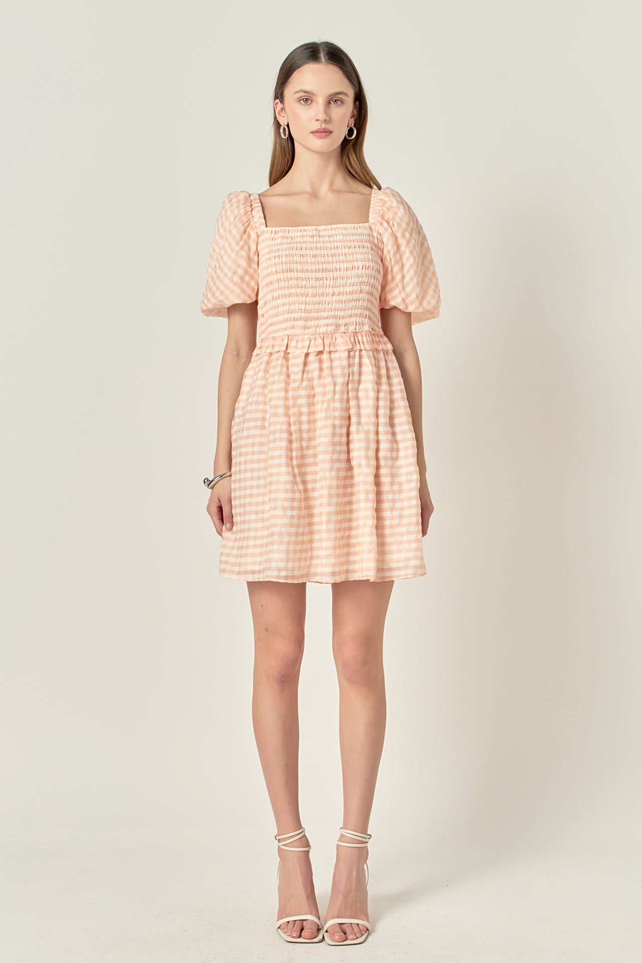 Plaid Smocked Mini Dress – English Factory