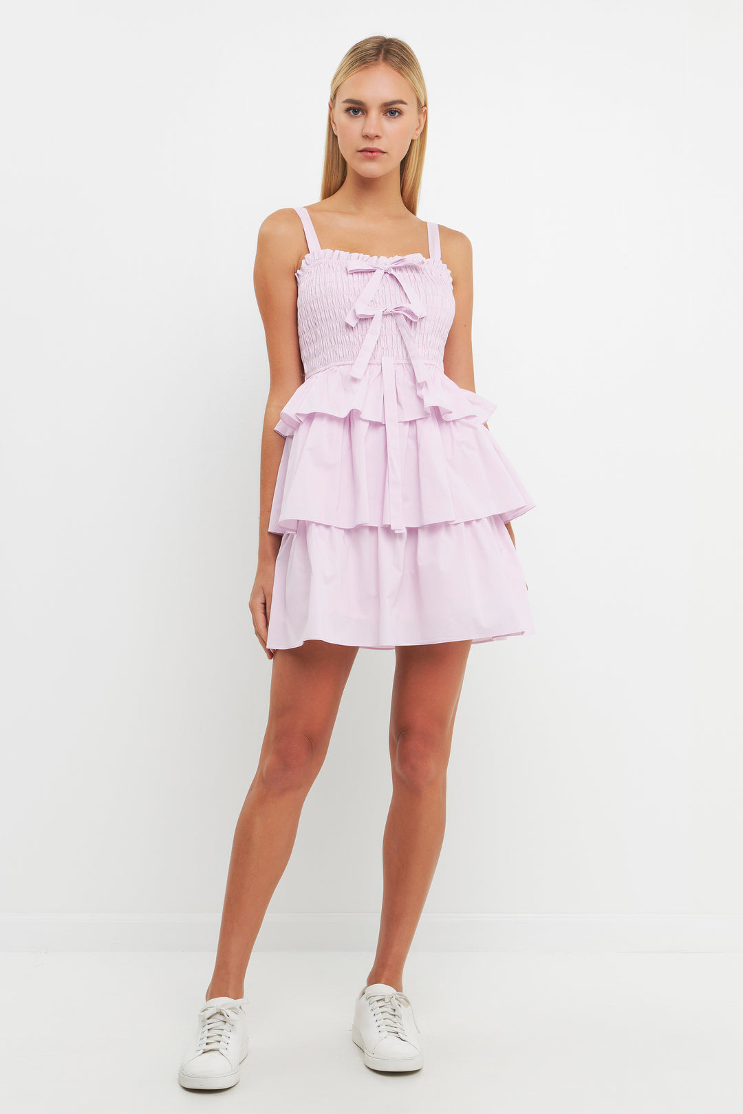 Ruffle tiered Mini Dress with Ties – English Factory