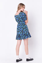 Load image into Gallery viewer, Blueberry Print Mini Dress with Puff Sleeves
