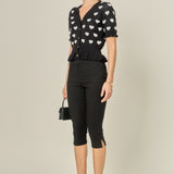 Heart Print Puff Sleeve Cardigan