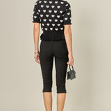 Heart Print Puff Sleeve Cardigan