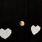 Heart Print Puff Sleeve Cardigan