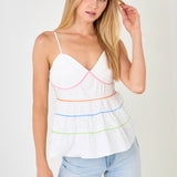 Color Piping Detail Sleeveless Top