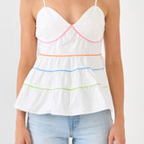 Color Piping Detail Sleeveless Top