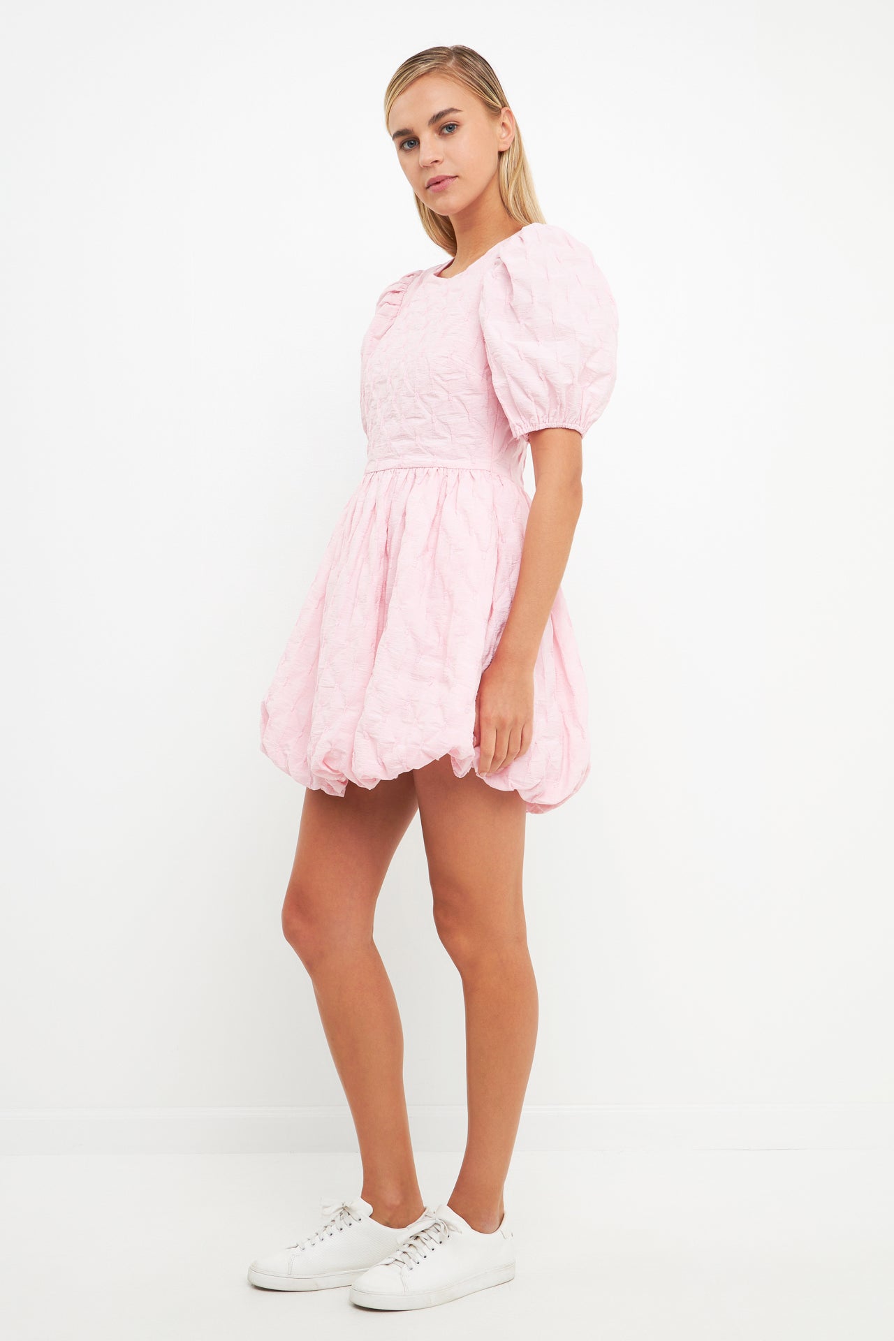 Textured Balloon Mini Dress – English Factory