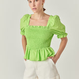 Puff Sleeve Top with Square Neckline
