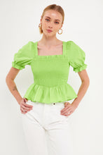 Load image into Gallery viewer, Puff Sleeve Top with Square Neckline
