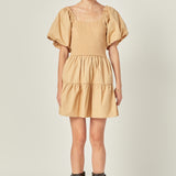 Mix-Media Mini Dress with Corset Detail
