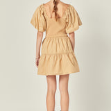 Mix-Media Mini Dress with Corset Detail