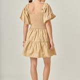 Mix-Media Mini Dress with Corset Detail