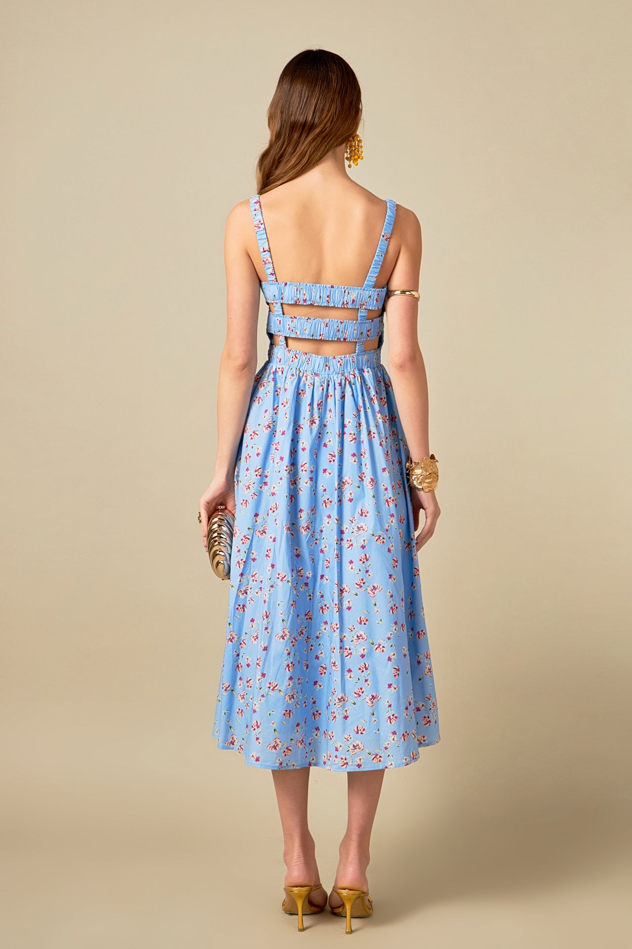 Floral Print Smocked Dress in Blue English Factory Floral Print Smocked Dress in Blue English Factory