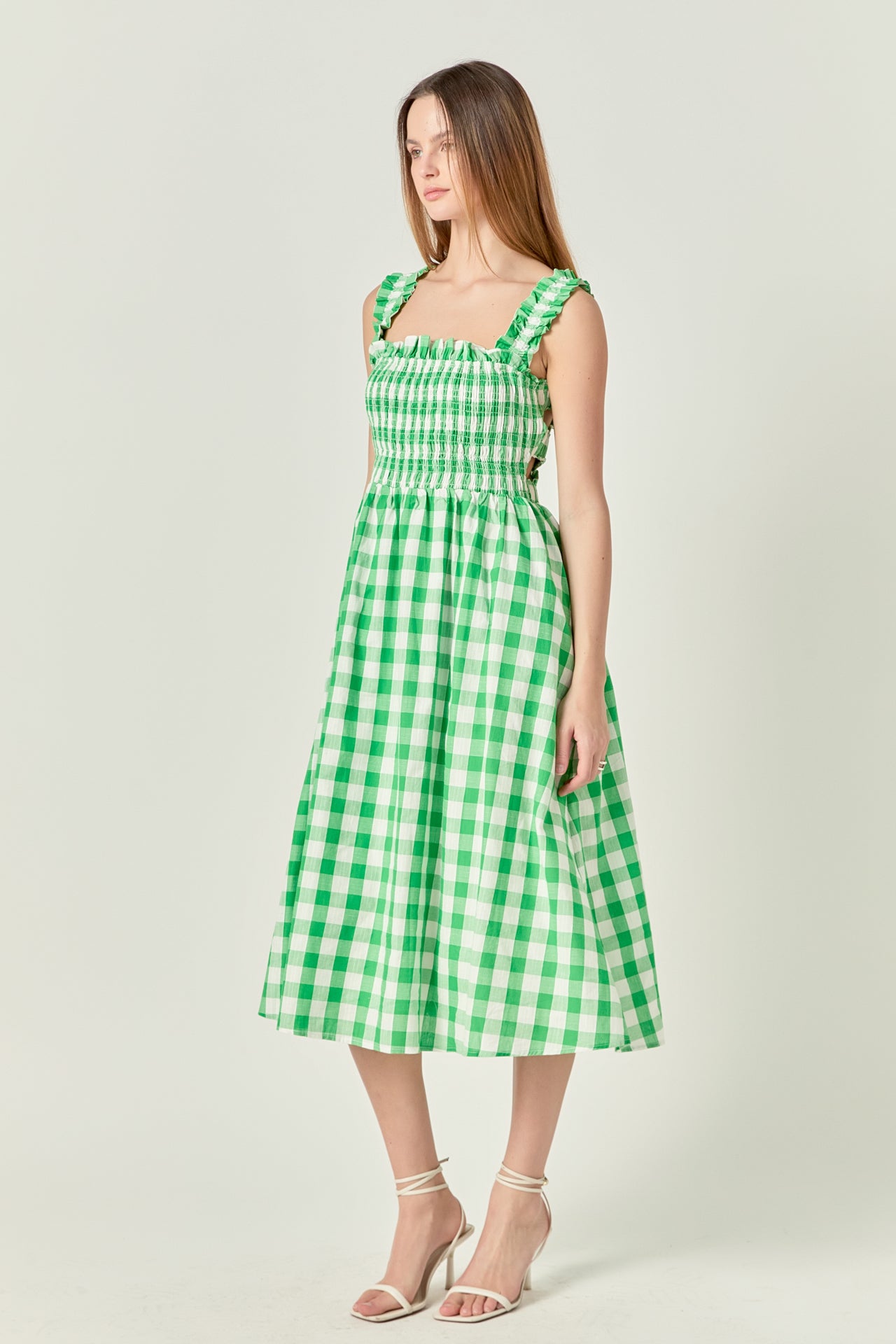 Check Print Smocked Dress – English Factory