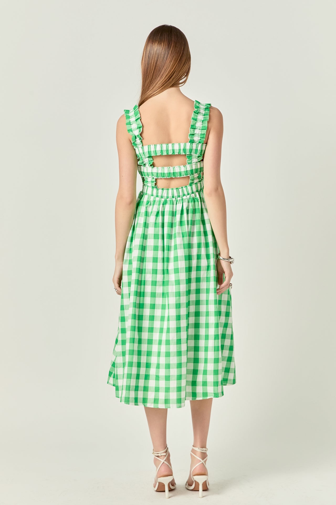 Check Print Smocked Dress – English Factory