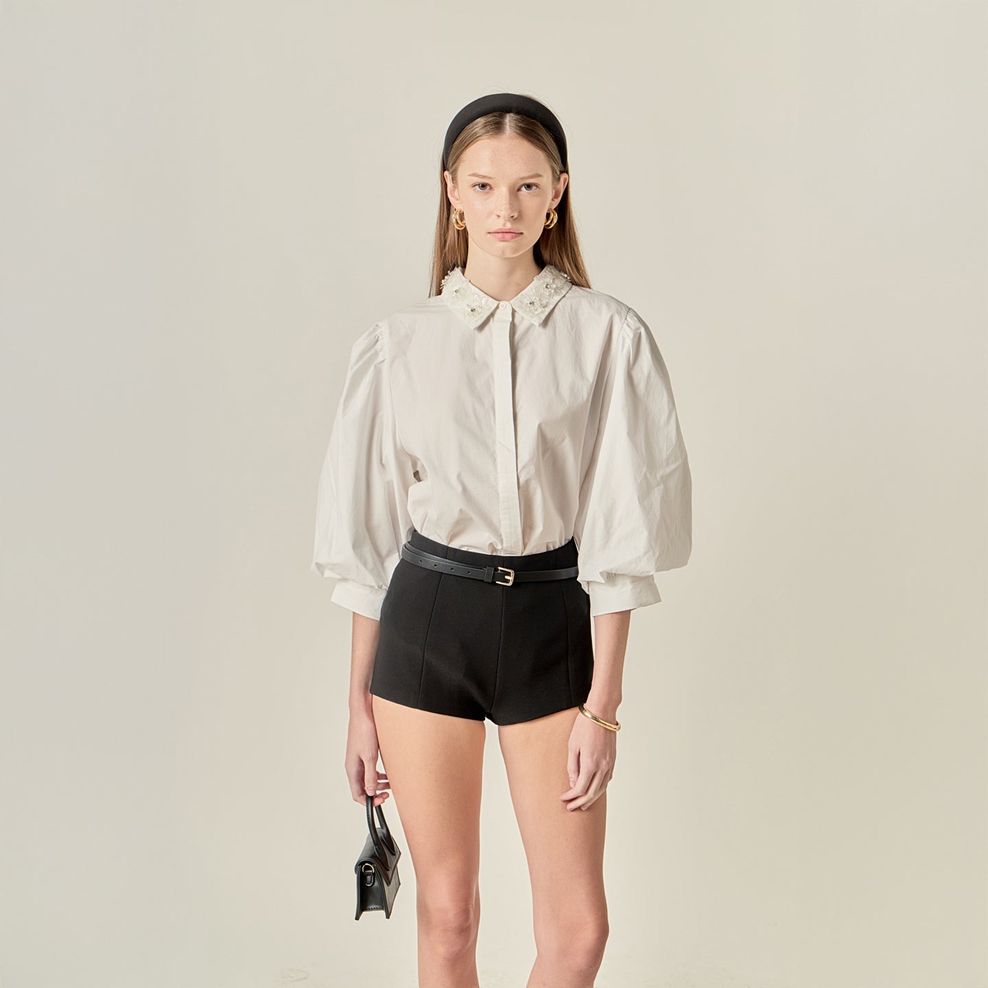 Amelie Rhinestone Trim Shirt
