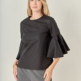 Ruffled Cotton Blend Top