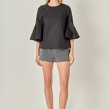 Ruffled Cotton Blend Top