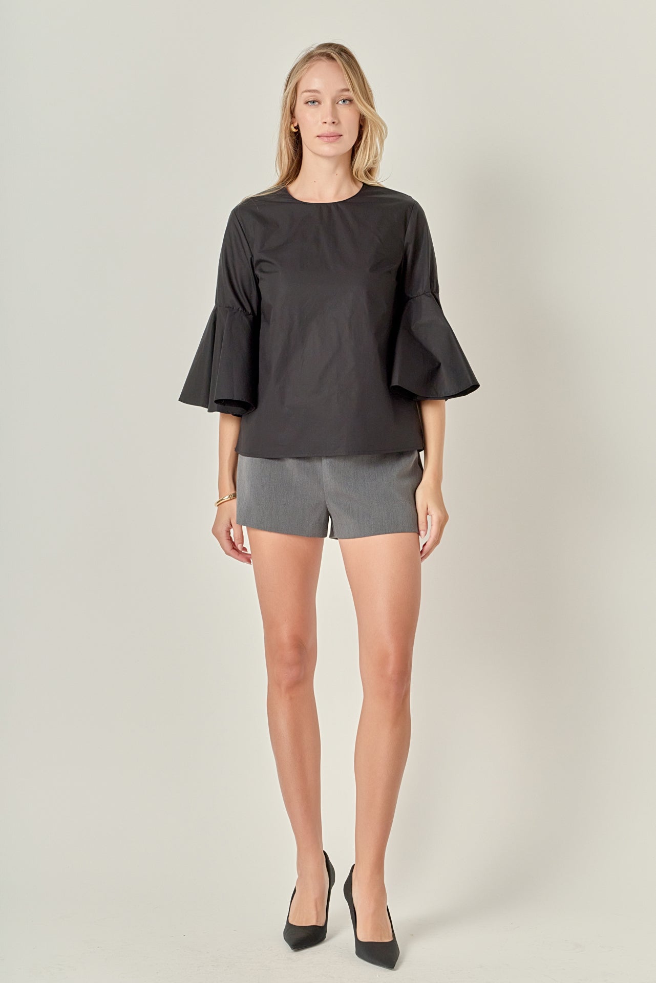 Ruffled Cotton Blend Top