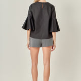 Ruffled Cotton Blend Top