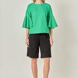 Ruffled Cotton Blend Top