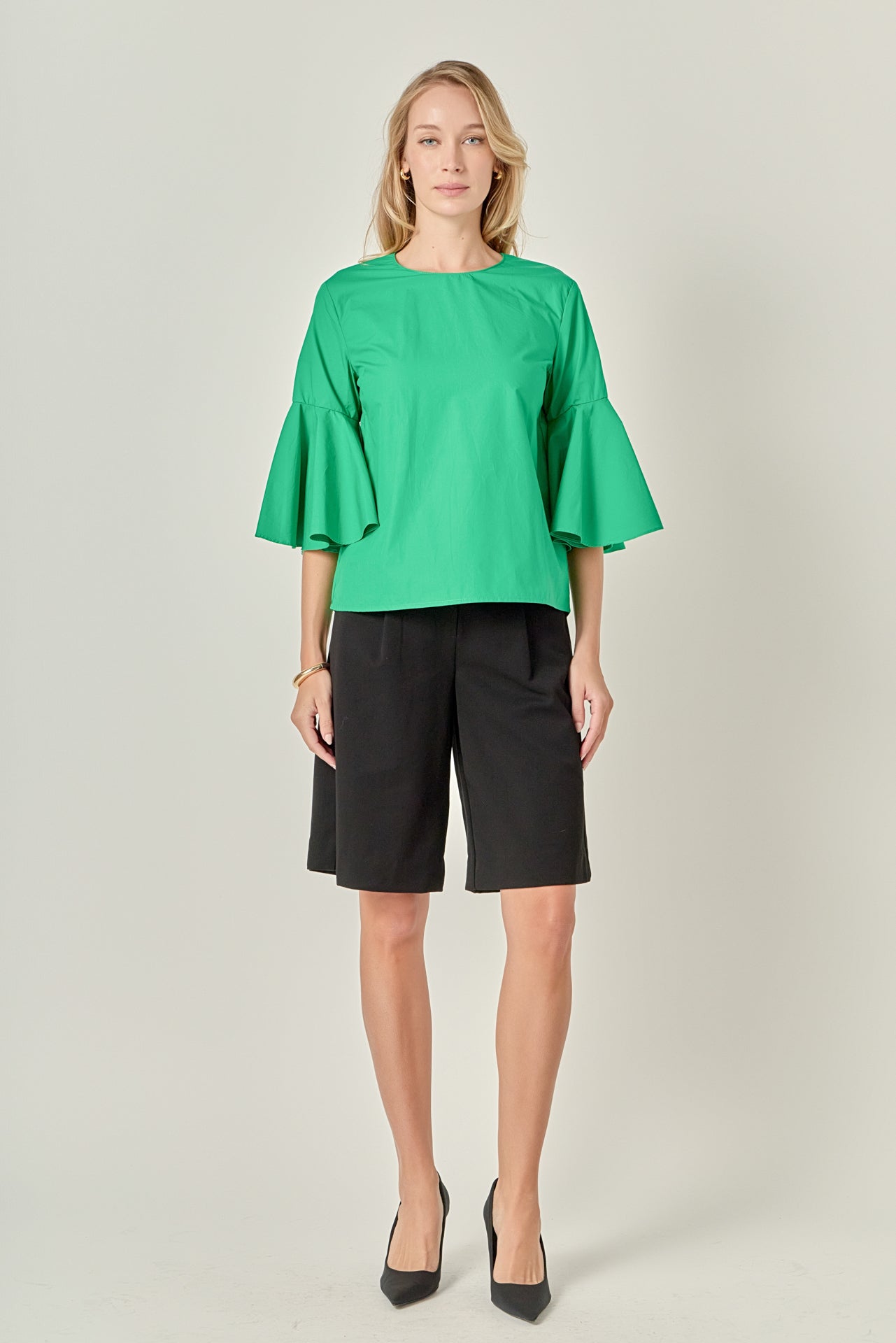 Ruffled Cotton Blend Top