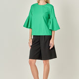 Ruffled Cotton Blend Top