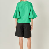 Ruffled Cotton Blend Top