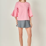 Ruffled Cotton Blend Top