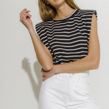 Padded Shoulder Stripe T-Shirt