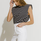 Padded Shoulder Stripe T-Shirt